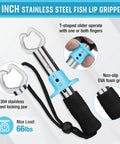 7 inch stainless steel fish lip gripper from 6 Piece Fishing Tools Kit With Pliers Fillet Knife Fish Lip Gripper Hook Remover Digital Fish Scale Line Snips Fly Fishing Retractor With Sheath And Lanyard A Solid Gift For Men Who Love Angling
