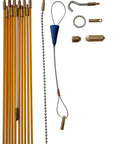 Professional Grade Complete Wire And Cable Pulling Fish Tape Kit With Flexible Fiberglass Rods Led Light Magnet Hooks Chain Noodles