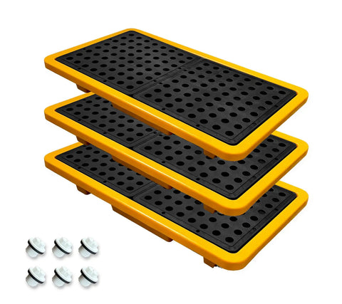 3 Pack Spill Containment Pallets With Drain 26 X 14 X 4.7 Inch 5.3 Gallon Capacity Countertop Spill Tray For Lab Chemicals