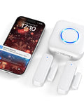 Smart WiFi Door Chime With Real Time Alerts And Window Or Door Sensor Alarm For Home And Biz Push Notifications Via Tuya Smart Life App Kid Safety And Dementia Care Remote Monitoring Made Easy, white wireless gateway and door sensors