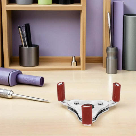 Game Changing Aluminum Alloy Smoke Detector Transducer Disassembly Tool For Rapid Sensor Replacement And Knuckle Saving Home Maintenance Upkeep Projects Today on wooden desk with pens and tools.