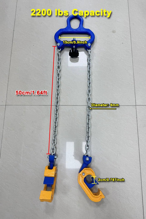 1Ton barrel lifting chain with two hooks, blue top, steel chains, 20in length, for 30-55 gal metal or plastic drums