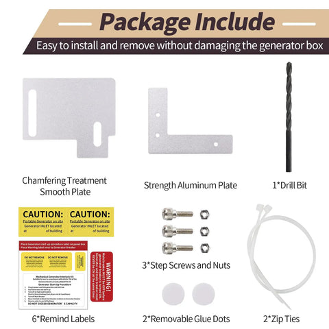 Generator Interlock Kit For Horizontal Main Panels Compatible With CH Series And TAN Breakers, package contents shown