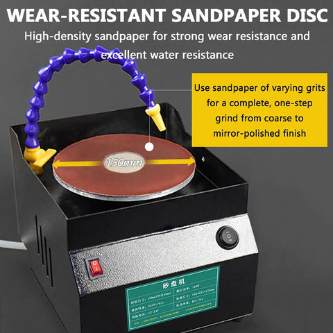 Heavy Hitter Electric Bench Sander And Easy Switch Knife Sharpener Featuring Sweet Seven Speed Options For Smooth Detailing And Killer Grinding Performance On Wet Or Dry Wood Metal Works with 150mm sandpaper disc.