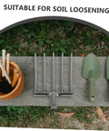 Heavy Duty Steel Garden Fork for Soil Loosening and Deep Soil Turning on wooden bench with garden tools