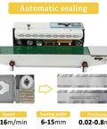 Pro Level Automatic Commercial Bag Sealer Machine With Built In Inkjet Printer High Speed Heat Seal System 110V with conveyor belt.