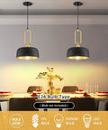 Industrial Pendant Lights 2 Pack Black Farmhouse Ceiling Fixtures over dining table, warm lighting atmosphere.