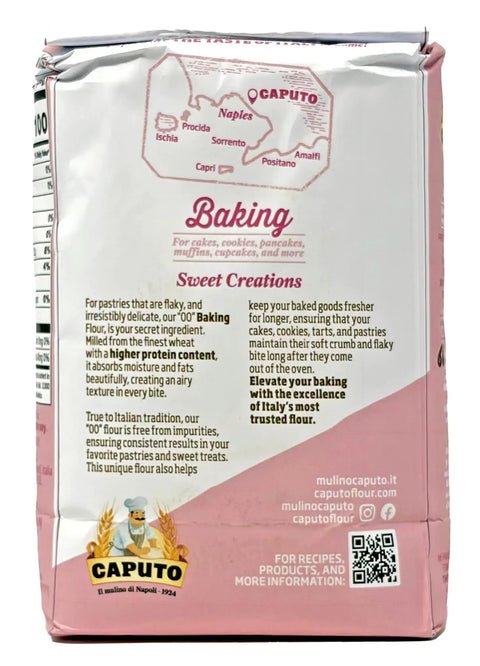 Type 00 Pastry Flour From Italy For Desserts And Shortbreads, 2.2 Lb Bag Pack Of 4 Your Go To For Cakes, Pastries And Sweet Treats, back view