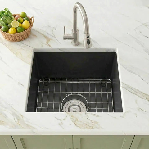 Black Bar Sink 16 By 18 Inch Undermount Granite Composite Wet Bar Sink For Kitchen Or Home Bar Scratch Resistant Design