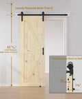 Top Shelf Solid Spruce Wood Sliding Barn Door With Complete Six Foot Track Hardware Unfinished Surface dimensions and installation guide