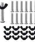 Hardcore M6 Dog Crate Screws With 12 Replacement Stainless Steel Bolts And Quick Grip Wing Nuts For Pet Carriers showing all components.