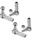 M8 X 1.25mm Rod End Bearings Set Of 4 With 8mm Bore Ball Joints for steering linkage, showing slick finish and tight connections.