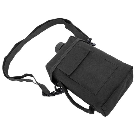 2L Water Bottle Waist Pack With Leakproof PVC Hydration Bag, black fabric, adjustable strap, side view, for hiking and cycling