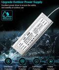 IP67 waterproof power supply in aluminum housing for Custom Outdoor Neon Sign Waterproof LED Light Up Sign For Backyard Patio Pool Garden Wedding And Party Use Personalize Your Text With IP67 Power Supply For Rain Or Shine, shown in water to demonstrate waterproof capabilities.