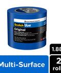Multi Surface Painter's Tape 1.88 Inch By 60 Yards Blue Two Rolls For Indoor And Outdoor Painting Protects Surfaces And Removes Cleanly For Damage Free Prep And Lets You Paint Like A Pro With Sharp Edges packaging
