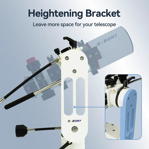 Alt-Azimuth Telescope Mount With Adjustable Angle, Lightweight 2.34kg CNC Hollow Design shown with bracket detail