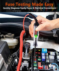 3-48V Automotive Test Light With Digital LED Voltage Tester Polarity Indicator 87 Inch Spring Cable And Stainless Steel Probe For Car RV Truck Fuse Battery Detection Easy Plug And Play Electrical Diagnostics in engine fuse box