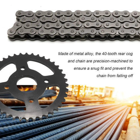 Heavy Duty Rear Sprocket 40 Tooth 90 Link 420 Chain Kit For Mini Bike Replacement close-up
