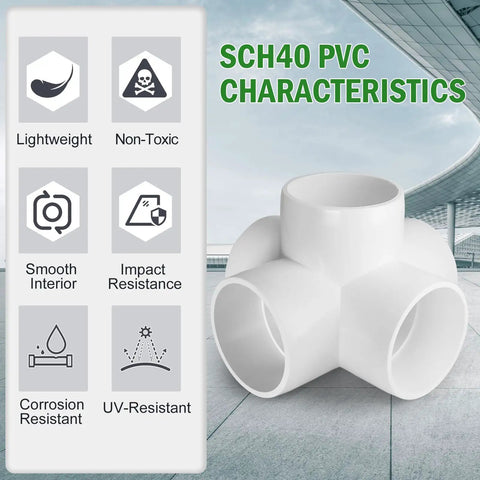 Five Way 2 Inch PVC Pipe Fittings White SCH40 Furniture Grade Connectors with SCH40 characteristics chart