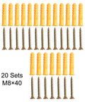 Beefy M8 Drywall Anchors Kit With Wall Expansion Screws M8x40 For Hollow Walls Zinc Plated Rust Resistant Set, 20 sets