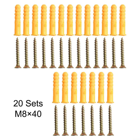 Beefy M8 Drywall Anchors Kit With Wall Expansion Screws M8x40 For Hollow Walls Zinc Plated Rust Resistant Set, 20 sets