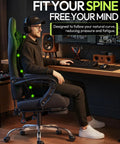 Person sitting in Ergonomic Gaming Chair With Massage Lumbar, Footrest, And 2D Linkage Armrests For Pro All Day Comfort, black