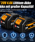 2-Pack 20V 4.0Ah Lithium Battery for Pro Grade Cordless Impact Wrench Featuring 1000Nm Half Inch Drive