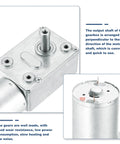 Two MECCANIXITY DC 12V reversible worm-gear motors with 6mm D-shaped shaft and metal gearboxes, 18 RPM.