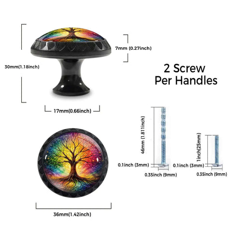 4 Pack Rainbow Tree Of Life Cabinet Knobs Acrylic Round Drawer Pulls For Kitchen Cabinets Dressers Cupboards And Doors