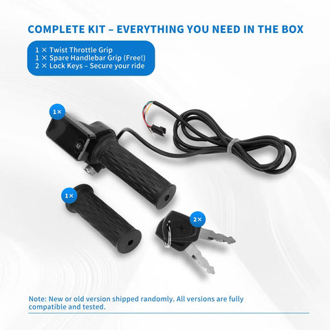 Universal 24V To 72V LCD Throttle Grip For Electric Bikes And Scooters With Twist Handlebar Accelerator And Cable Key Plug And Play Easy Install Real Time Readout Smooth Power Control