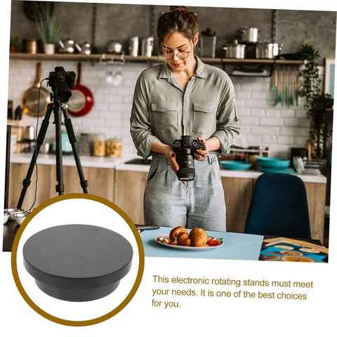 Electric Rotating Jewelry Display Turntable Motorized Showcase Stand For Photography Props With Rechargeable Battery safe gentle PVC build on tabletop.