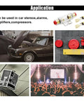 Two Pack In Line Fuse Holder For 4 And 8 Gauge Wiring With Four 100 Amp AGU Fuses Beefy Car Audio Power Protector Easy Install Durable Automotive Electrical Accessory For Safe Reliable Wiring. AGU inline fuse holder for car audio, alarms, and amplifiers.