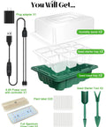 Components of All In One Seed Starter Kit With Dual Grow Lights 2x24 LED Full Spectrum For Indoor Seedlings With Humidity Domes visible