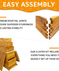 Five-Layer Langstroth Beehive Kit Plug-N-Play With Two Deep Breeding Boxes And Three Medium Super Boxes showing dovetail joints and assembly