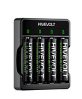 Heavy Hitter Rechargeable AA Batteries With Fast Charge Hub 2800mAh NiMh Cells for Charging 4 AA batteries with indicator lights.