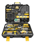 158-Piece Socket Wrench Auto Repair Tool Set With Toolbox Storage Case open showing organized hand tools for repairs