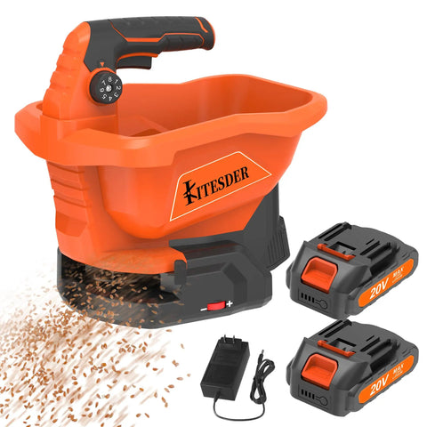 Battery Powered Seed Spreader For Lawns Lightweight Broadcast Spreader With 8 Seed Settings And 6 Speed Levels includes batteries and charger