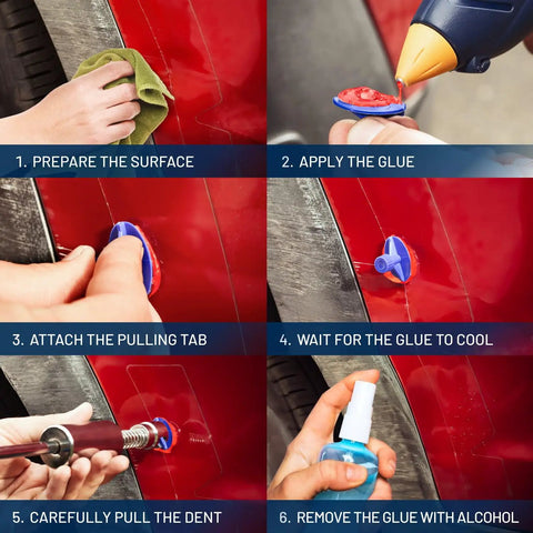 Monstrous Red PDR Glue Sticks Ten Pack for Paintless Dent Repair, Heavy Duty Adhesive for Precision Dent Removal, Compatible With Standard Half Inch And Seven Sixteenths Inch Hot Glue Guns, Melts At 185 Degrees Fahrenheit used for car dent repair steps