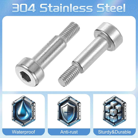 Six Pack 304 Stainless Steel Shoulder Bolts With 4mm Shoulder Diameter And 10mm Shoulder Length M3 Thread Hex Socket