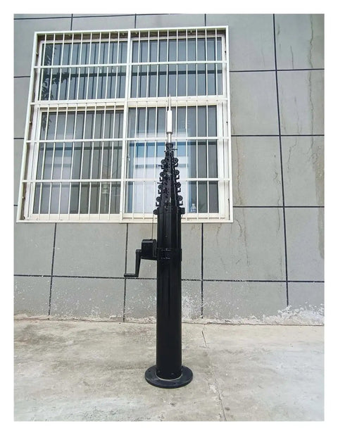 Pro Grade Manual Telescopic Aluminum Mast Expands From Two Point Five Meters To Ten Meters portable camera pole standing beside a window.