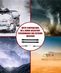 Heavy Duty 6 Inch Rubber Cords With Hooks, 10 Pack Bungee Straps For Trucks And Cargo, collage of extreme weather.