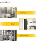 Applications of Concealed Hinge For Thick Doors 200 Mm TECTUS TE 540 3D in cabinets, doors, and wardrobes