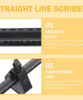 Straight Shooting Carpentry Marking Gauge And Heavy Duty Manual Parallel Scriber With Dual Side Imperial Graduations view of scale and grip.