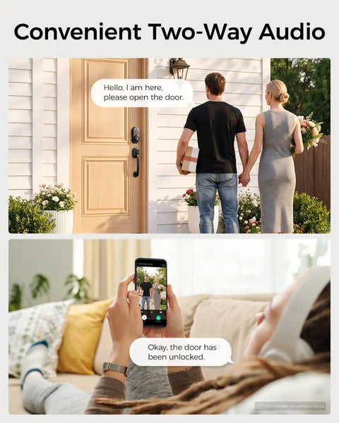 Heavy Duty WiFi Video Smart Lock With Handle, 5 In 1 Keyless Entry System featuring two-way audio and app interaction.