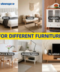 Image showing beds, sofas, cabinets, chairs and tables, bedside tables, and TV cabinets, highlighting their compatibility with 16 Pack Large Square Furniture Sliders Three Point Five Inch Heavy Duty Movers For Hardwood Floors And Carpet Reusable Floor Protectors Chair Glides Move Sofas And Tables Solo Easy Reduce Scratches Gray.