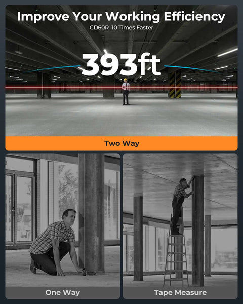 Dual Laser Measuring Tool With Bidirectional And Unidirectional Modes, Measures Up To 393 Feet With Precision, Built For Quick Home Improvement And DIY Projects, Easy One Hand Use for 393 ft site measurements