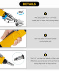 Industrial Pneumatic Scissors With Upgraded B Cutter Head Heavy Duty Metal Cutter details and features infographic