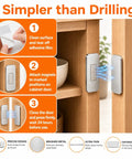 Ultra Thin Magnetic Cabinet Catch With No Drill Adhesive Mount installation steps on wooden cabinet, stainless steel latch shown