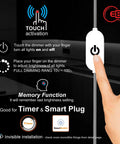 Touch dimmer feature of Under Cabinet LED Light Bar Kit Six Pack 12 Inch Plug In Dimmable Lighting, no messy wires visible.