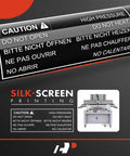 Rear Liftgate Right Lift Support Gas Spring Shock Strut For Cadillac SRX 2010 Through 2016 caution label close-up